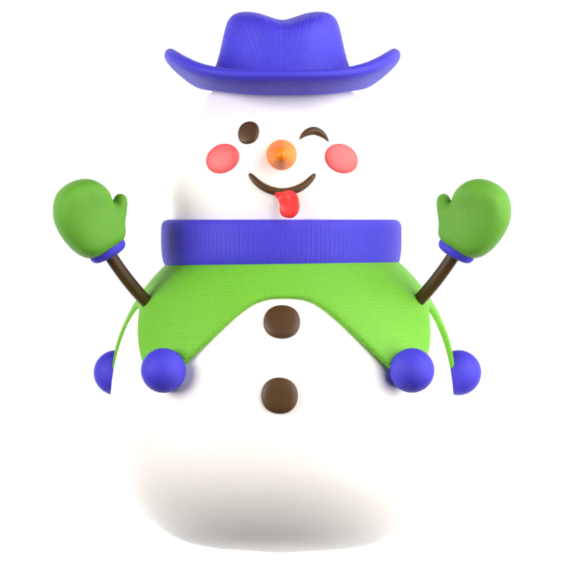 Snowman Cowboy Hat 3D Icon