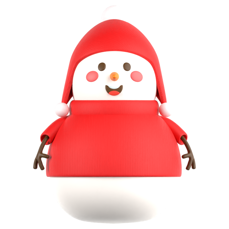 Happy Snowman Winter 3D Icon 3D Graphic