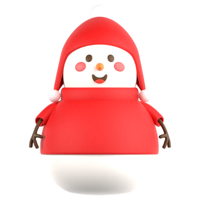 Happy Snowman Winter 3D Icon 3D Graphic