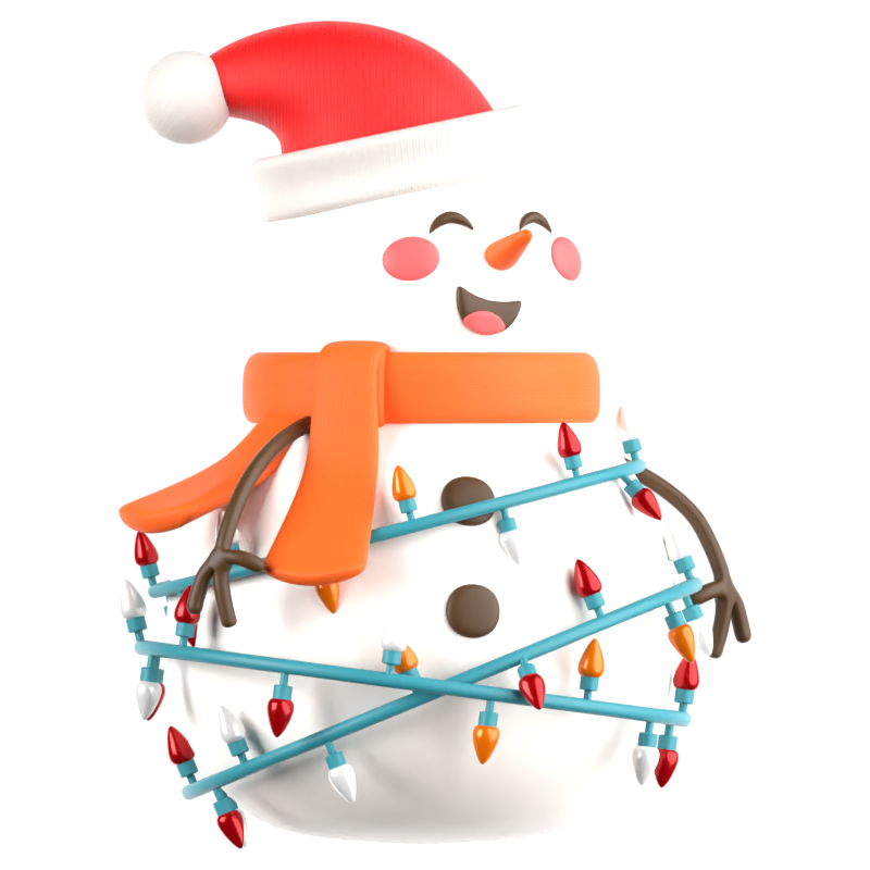 Niedliche Weihnachten Schneemann Lampe 3D Icon 3D Graphic