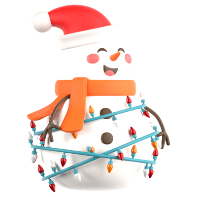 Cute Christmas Snowman Lamp 3D Icon 3D Graphic