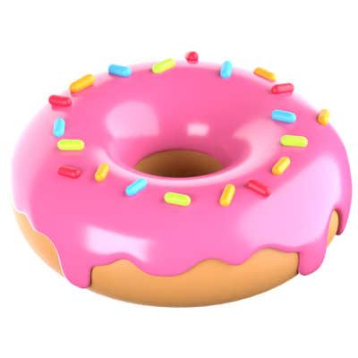 Strawberry Donut 3D Icon 3D Graphic