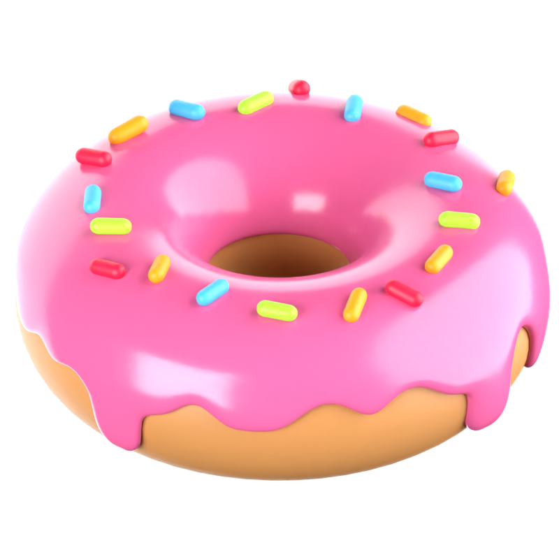 Ícone 3D Strawberry Donut