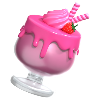 Strawberry Milkshake 3D Icon 3D Graphic