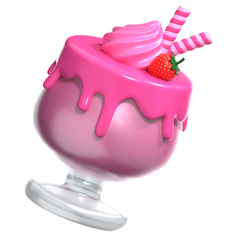 Strawberry Milkshake 3D Icon 3D Graphic