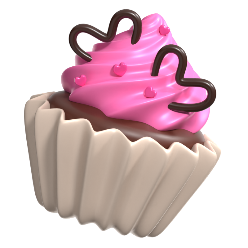 Ícone 3D de cupcake 3D Graphic