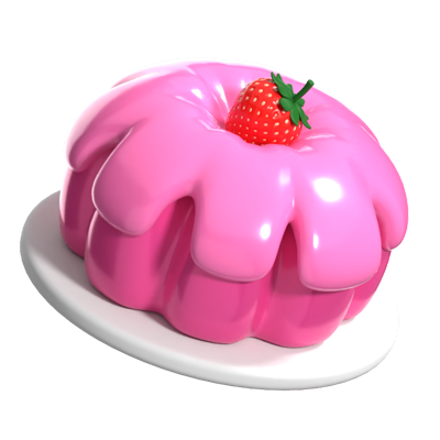 Strawberry Pudding 3D Icon 3D Graphic