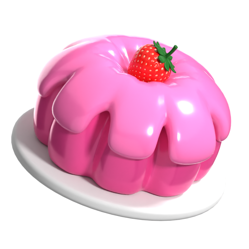 Strawberry Pudding 3D Icon 3D Graphic