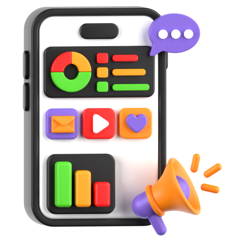 Mobile Marketing 3D-Symbol