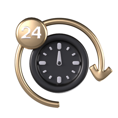 24 Hours Animated 3D Icon 3D Graphic