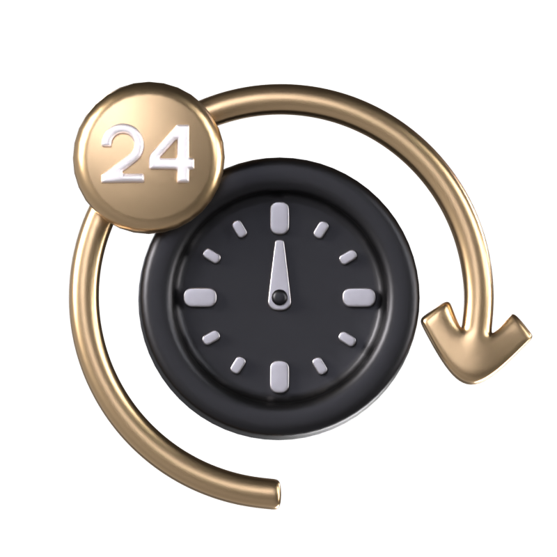 24 Hours Animated 3D Icon 3D Graphic