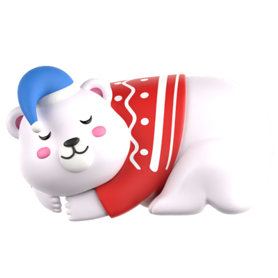 Cute Sleeping Polar Bear 3D Icon 3D Graphic