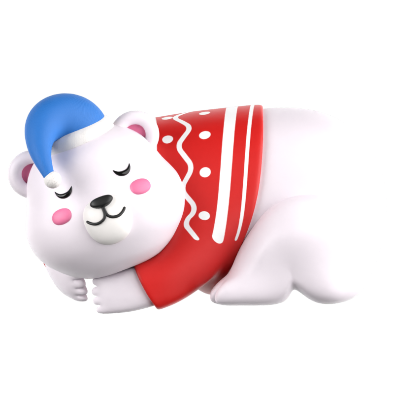 Icono 3D de un simpático oso polar durmiendo