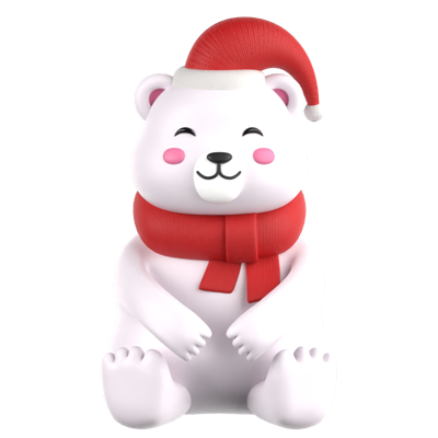 Happy Winter Polar Bear 3D Icon 3D Graphic