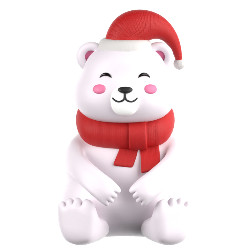 Happy Winter Polar Bear 3D Icon 3D Graphic