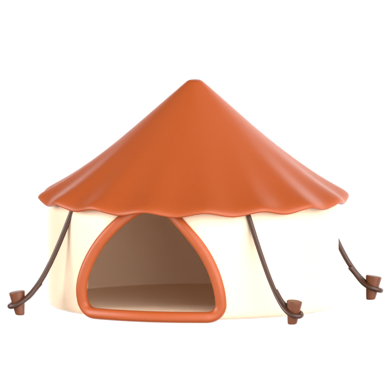 Classic Cylinder Tent 3D Icon