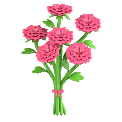 Peony Bouquet 3D Icon 3D Graphic