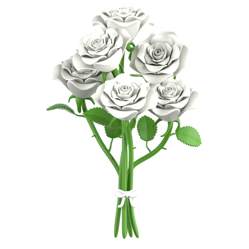 White Rose Bouquet 3D Icon 3D Graphic