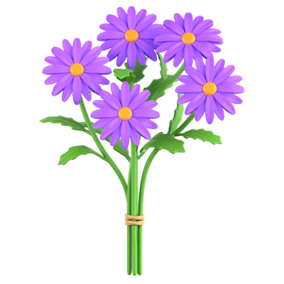 Aster Bouquet 3D Icon 3D Graphic