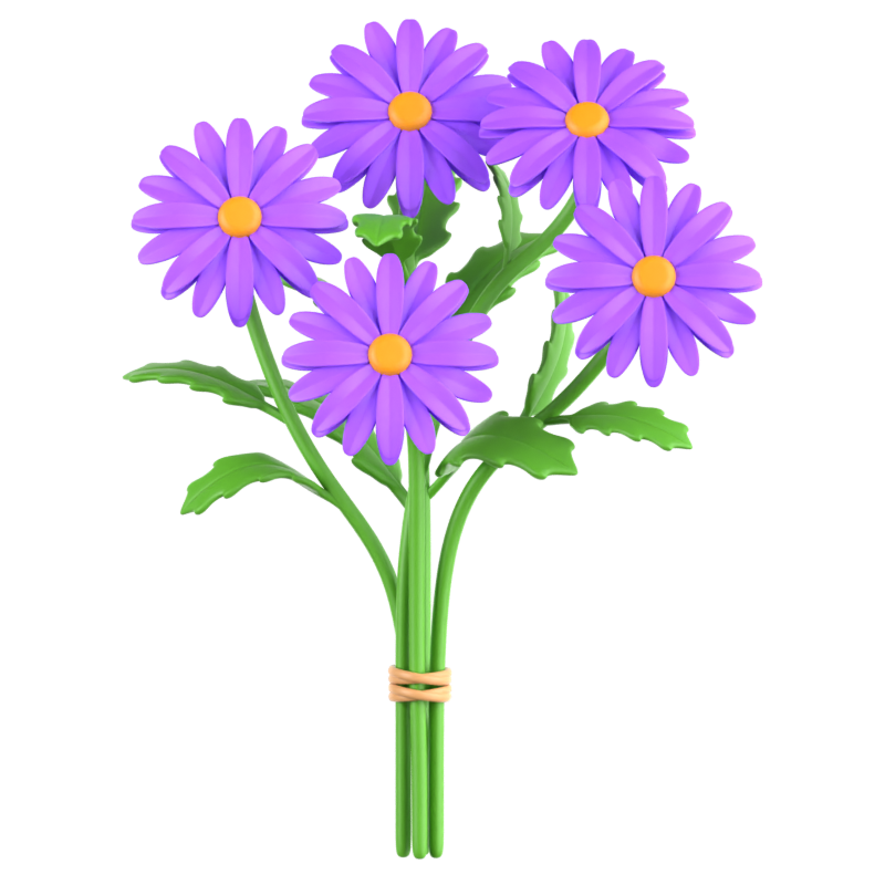 Aster Blumenstrauß 3D Icon 3D Graphic