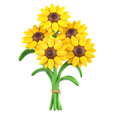 Sunflower Bouquet 3D Icon 3D Graphic