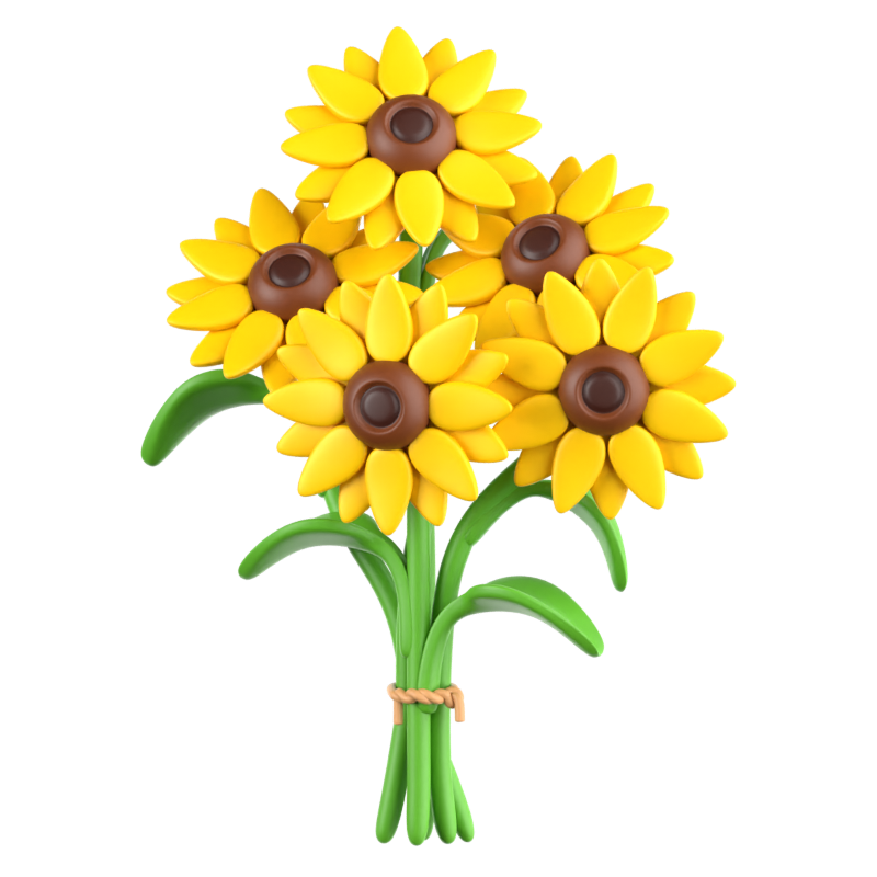 Sunflower Bouquet 3D Icon 3D Graphic