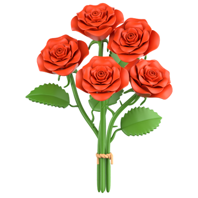 Red Rose Bouquet 3D Icon 3D Graphic