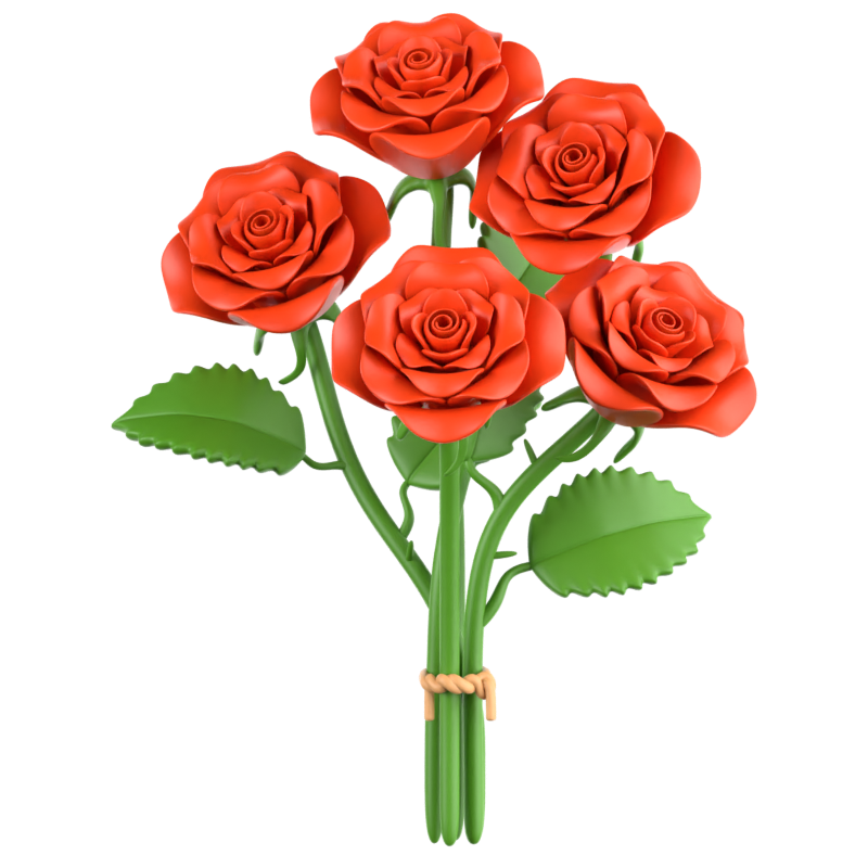 Red Rose Bouquet 3D Icon 3D Graphic