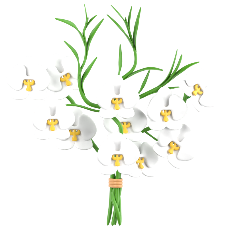 Orchids Bouquet 3D Icon