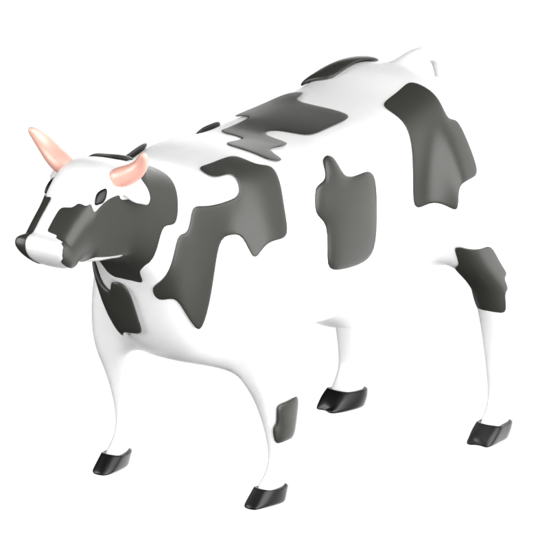 Ícone 3D de vaca 3D Graphic