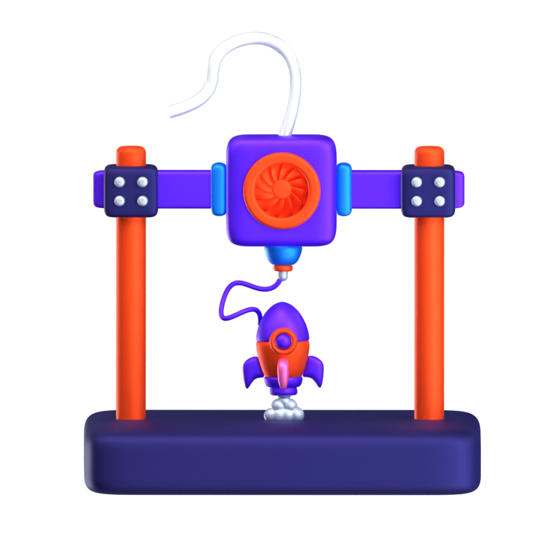 Rocket Printing 3D Icon