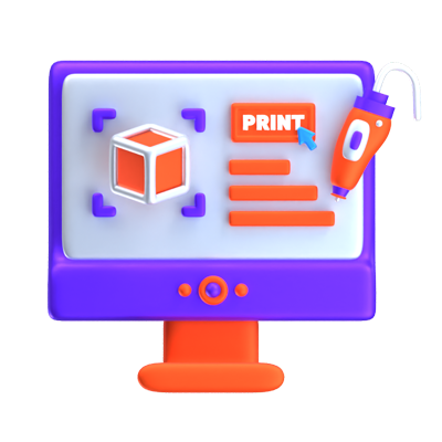 Operating 3D Printing Application 3D Icon 3D Graphic