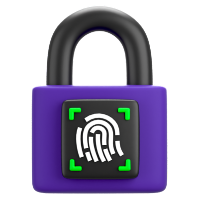 Cyber Padlock Fingerprint 3D Icon 3D Graphic