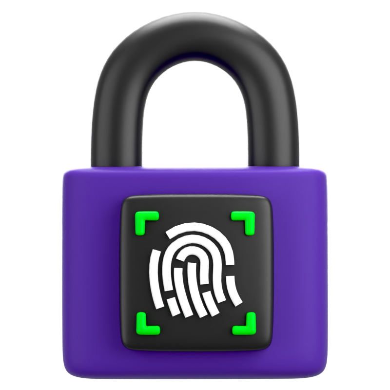 Cyber Padlock Fingerprint 3D Icon 3D Graphic