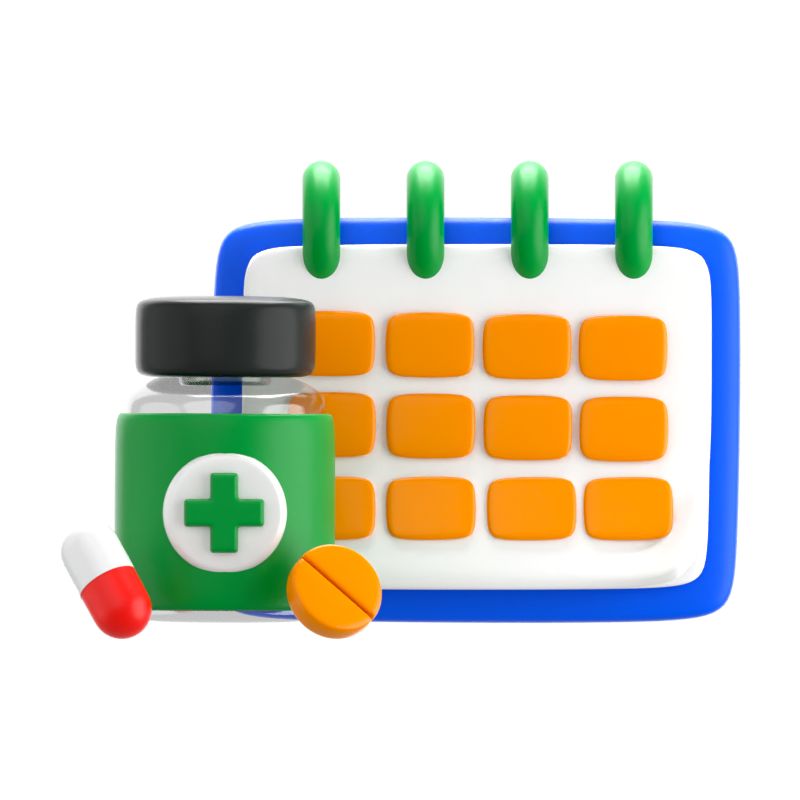 Ícone 3D do calendário de medicamentos