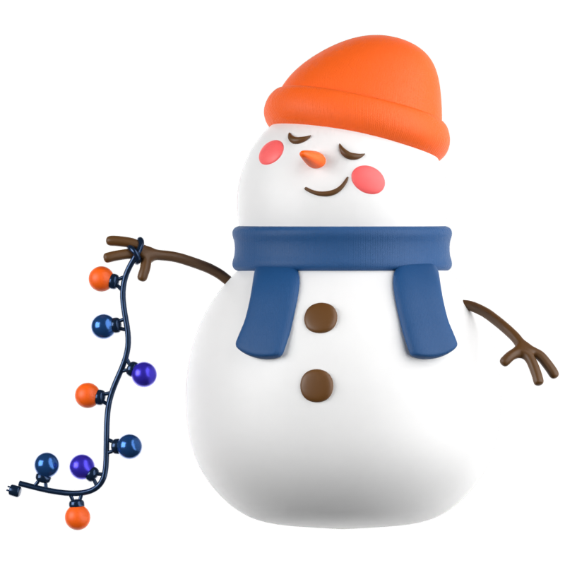 Snowman Holding Christmas Lamp 3D Icon 3D Graphic