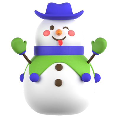 Snowman Cowboy Hat 3D Icon 3D Graphic