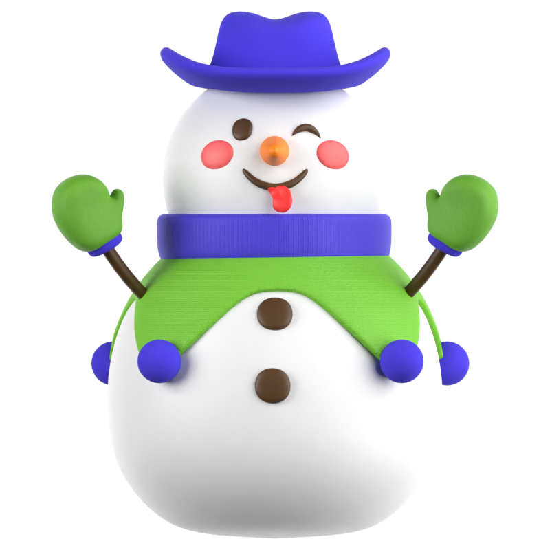 Snowman Cowboy Hat 3D Icon 3D Graphic