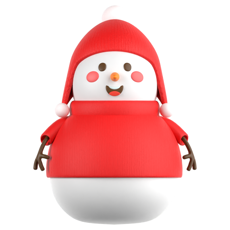 Happy Snowman Winter 3D Icon 3D Graphic