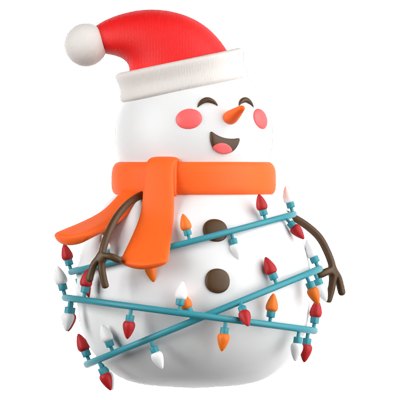 lindo muñeco de nieve de navidad lámpara 3d icono 3D Graphic