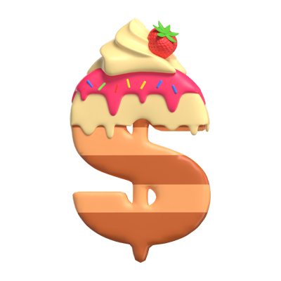 Dollar  Symbol 3D Shape Cake Text 3D Graphic