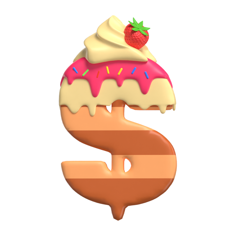 Dollar Symbol 3D Form Kuchen Text 3D Graphic