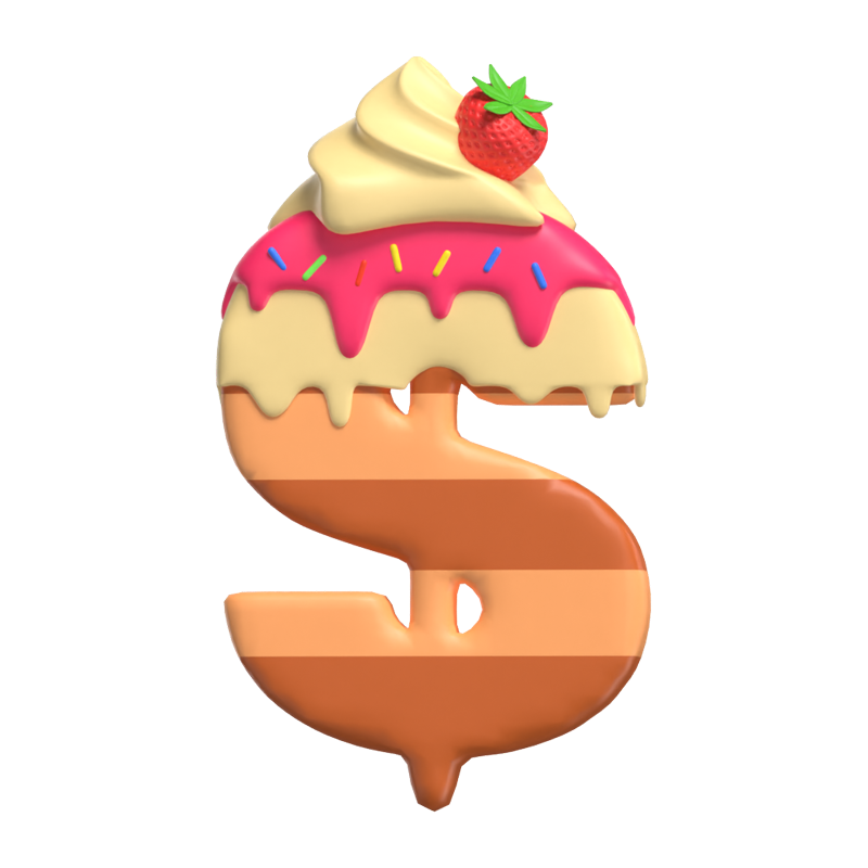 Dollar  Symbol 3D Shape Cake Text 3D Graphic
