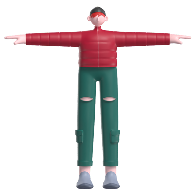 3D Ginger Boy Character Wearing Ripped Pants And Winter Jacket 3D Graphic