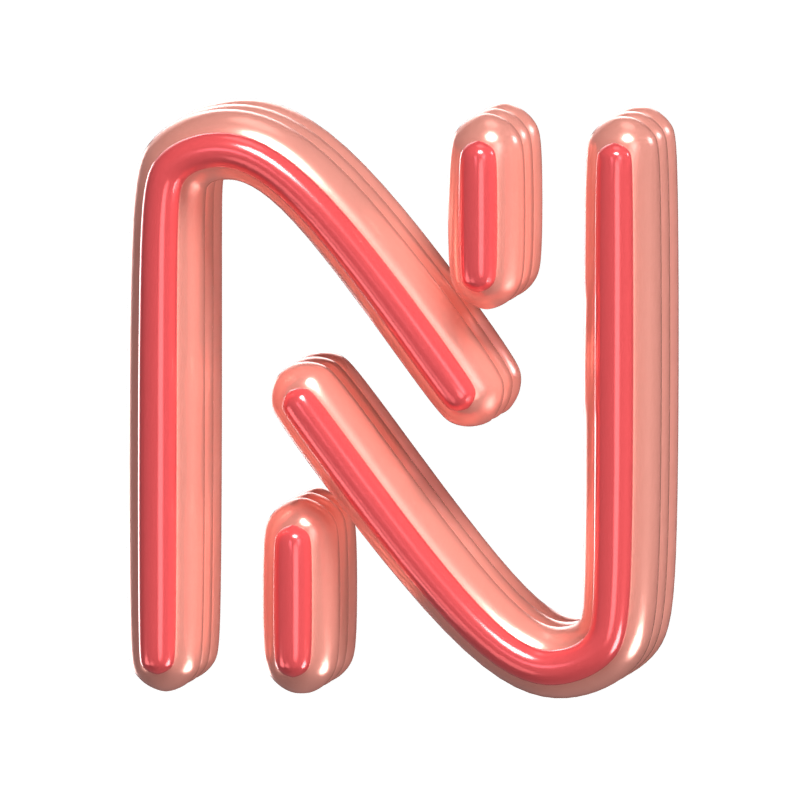 N文字3D形状丸文字