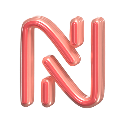 N   Letter 3D Shape Rounded Text 3D Graphic