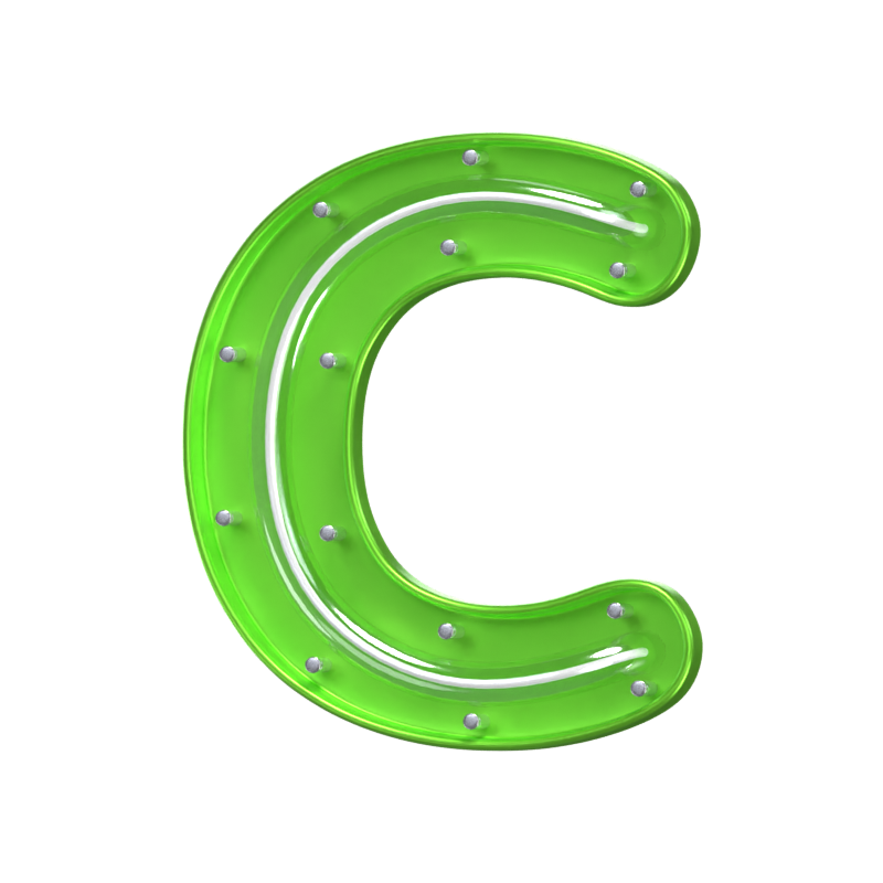 C  Letter 3D Shape Neon Text 3D Graphic