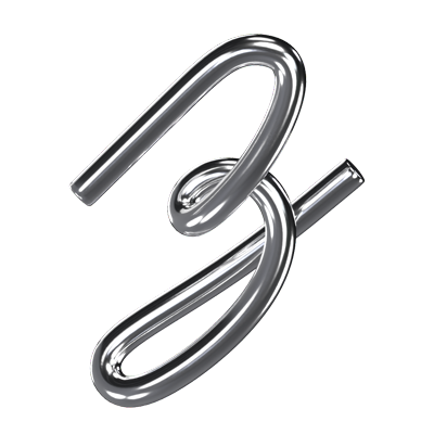 Z  Letter 3D Shape Chrome Text 3D Graphic