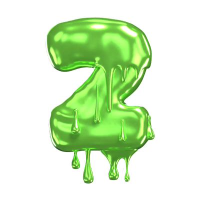 3D Number 2 Shape Slime Text 3D Graphic