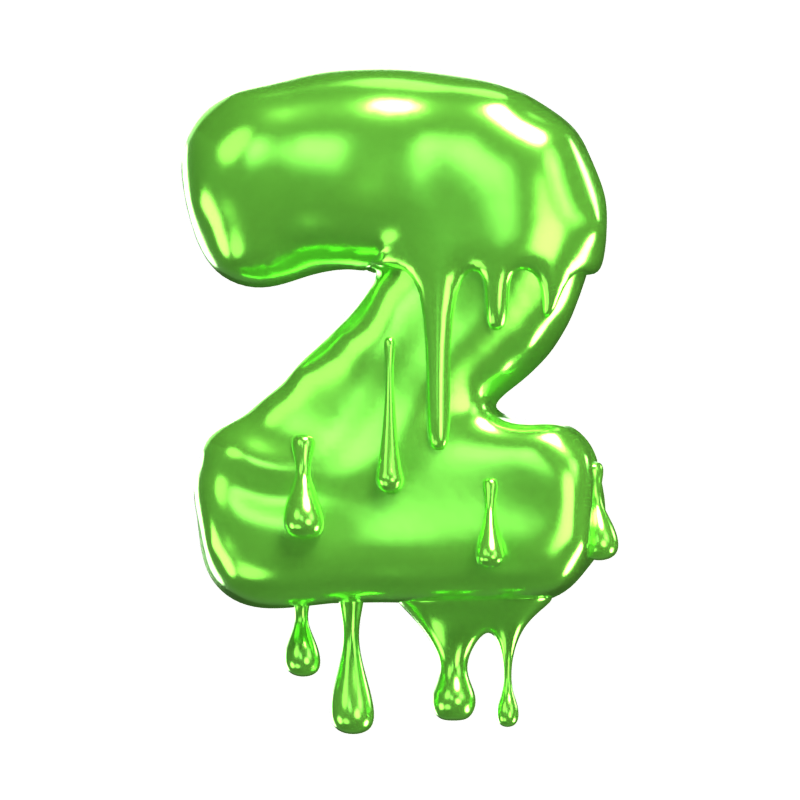 3D Number 2 Shape Slime Text 3D Graphic